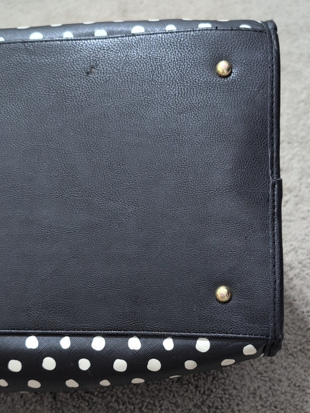 Betsey Johnson Polka Dot Weekender  Duffel Bag Faux Leather Black And White - Picture 11 of 14